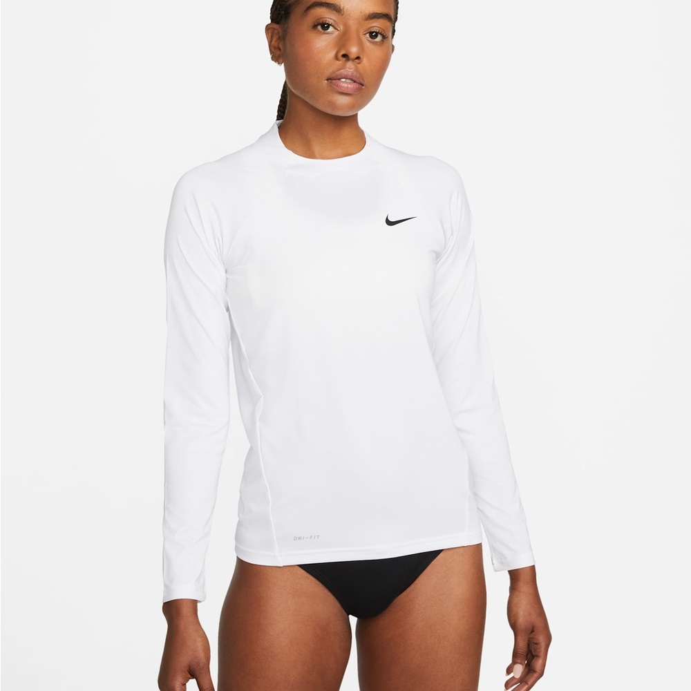 Nike long-sleeve rash guard with Dri-FIT technology and UPF40+ protection
